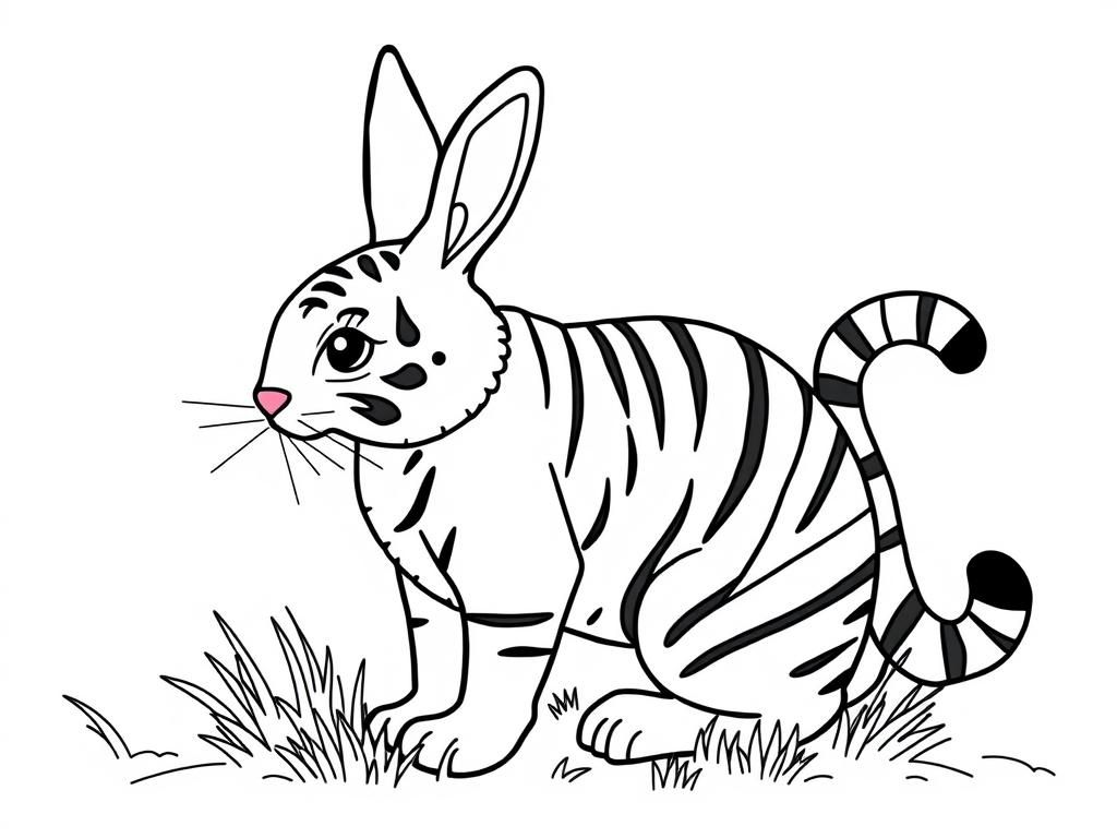 Cute Tiger Rabbit Coloring Page