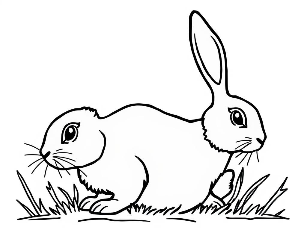 Cute Rabbit Cartoon Coloring Page for Kids