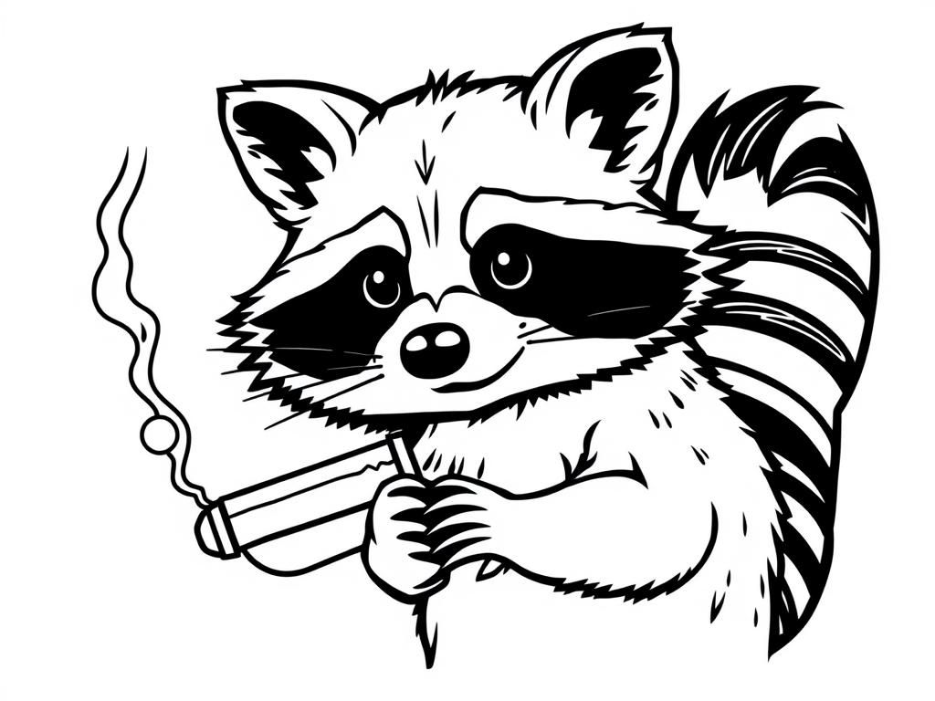 Preview of Raccoon holding a bong