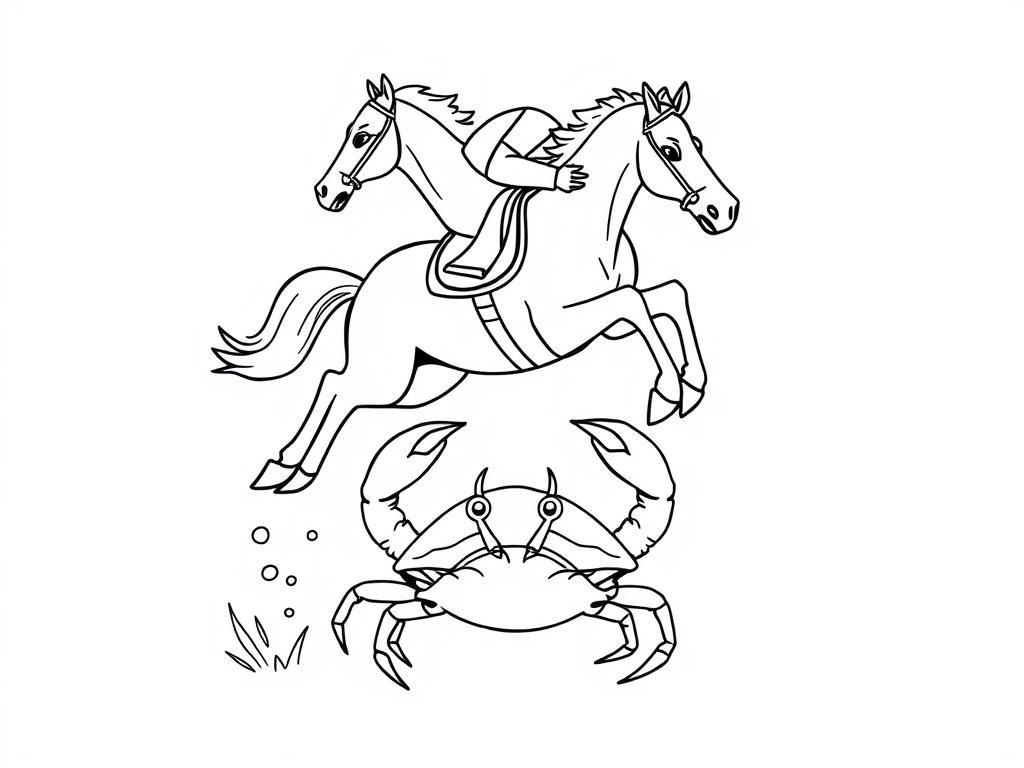 Preview of Racehorse jumping over a crab