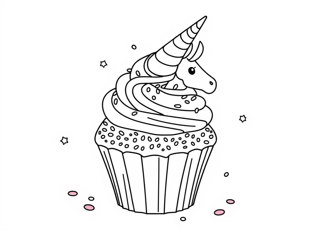 Preview of raibow unicorn sprinkles with cupcake with "happy birthday elizabeth" bold text