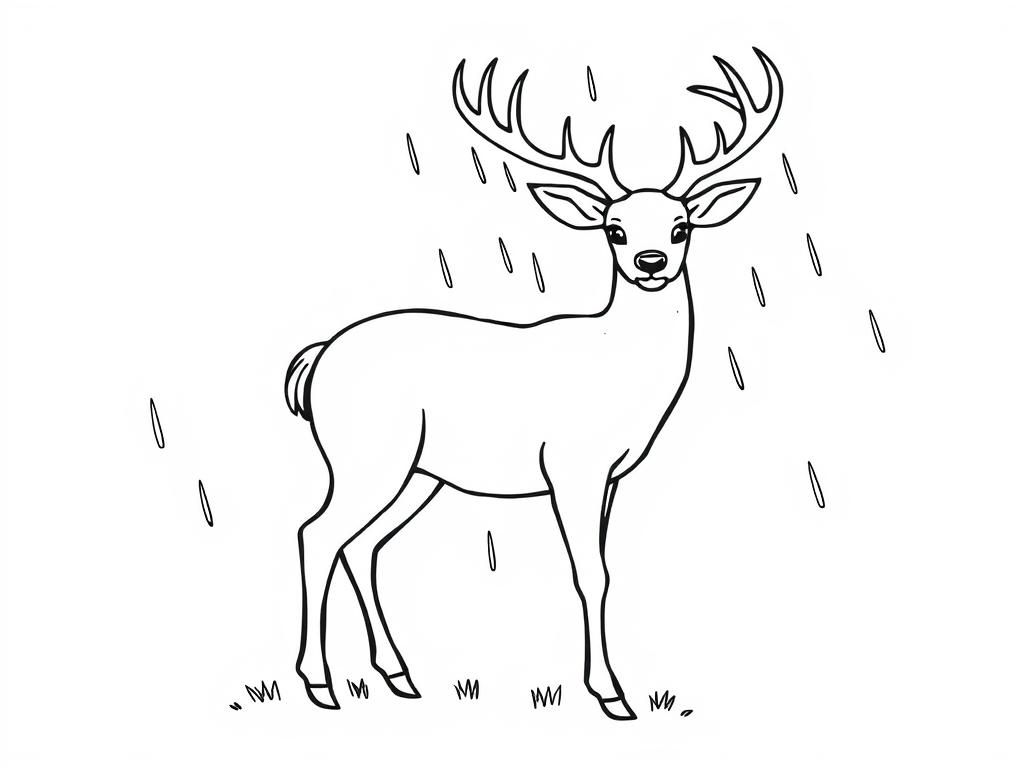 Deer in the Rain Coloring Page