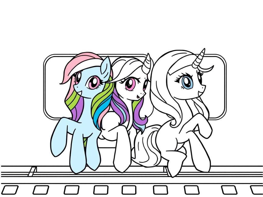 Preview of rainbow dash, Luna and celestia on a train