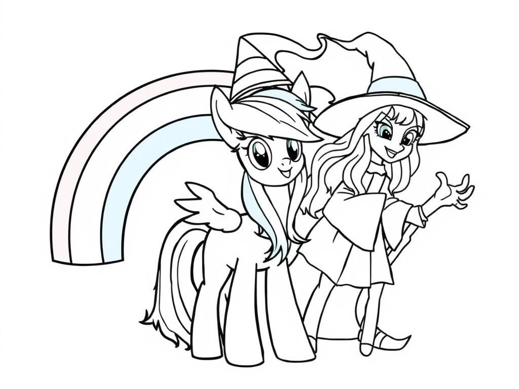 Preview of rainbow dash with a wizard and a witch