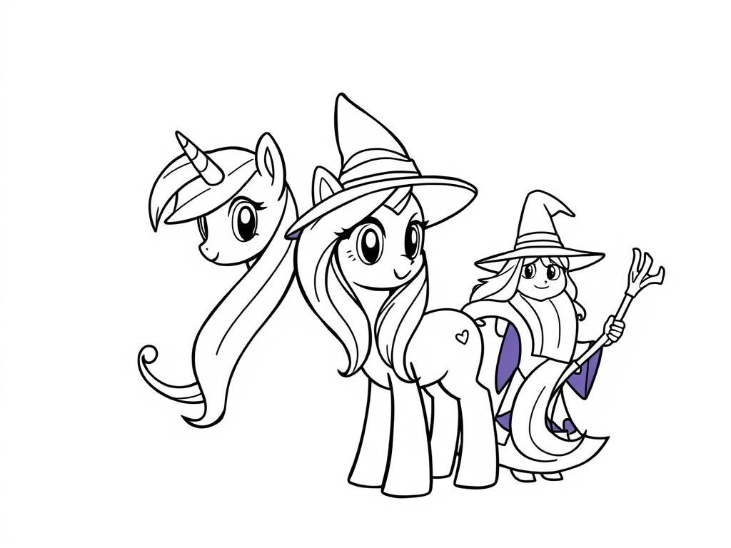 Preview of rainbow dash with a wizard and a witch, don't attempt to draw hands