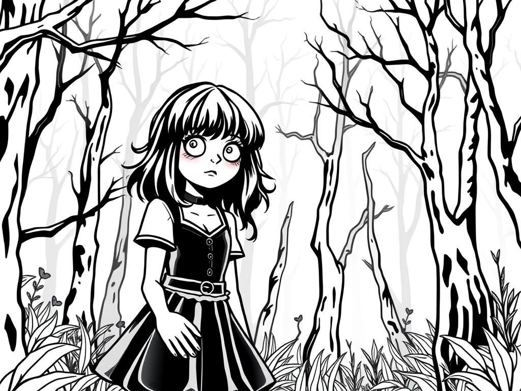 Spooky Forest Halloween Coloring Page