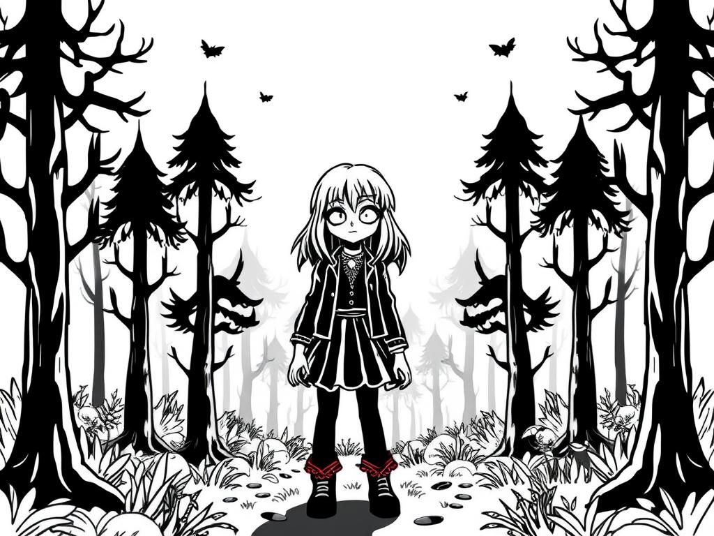 Preview of ramona flowers as a goth in a scary forest