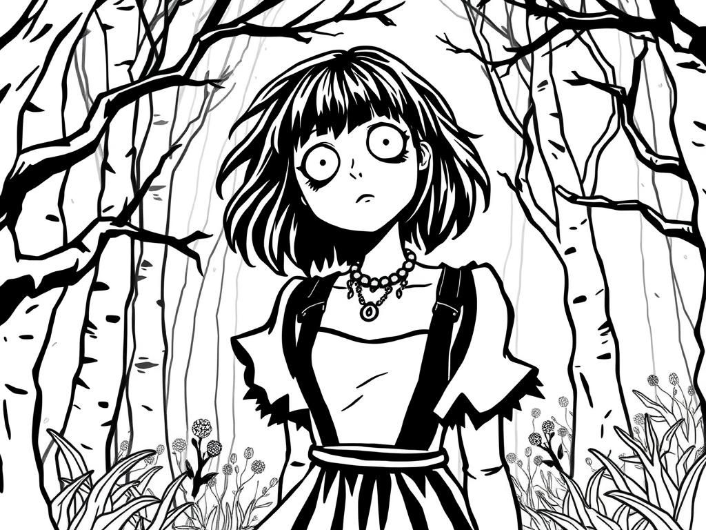 Ghosts in the Forest Coloring Page