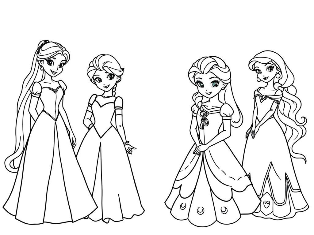 Disney Princesses Coloring Page
