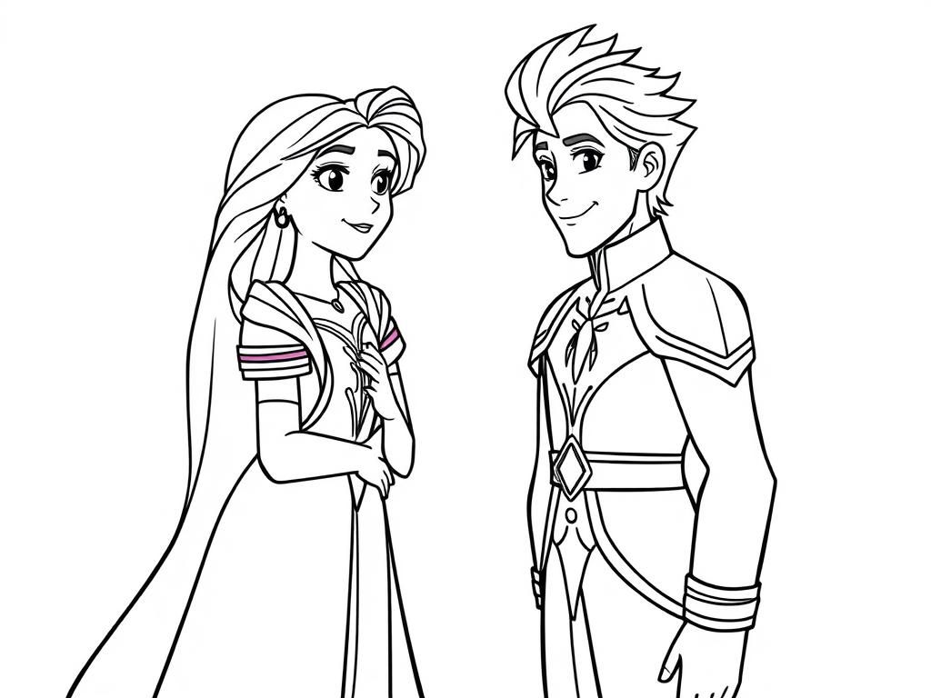 Rapunzel & Jack Frost - Free Printable Coloring Page