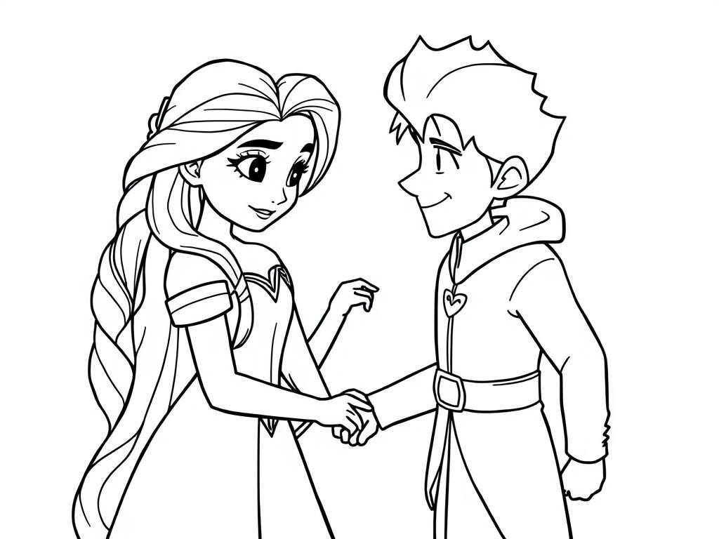 Rapunzel x Jack Frost - Free Printable Coloring Page