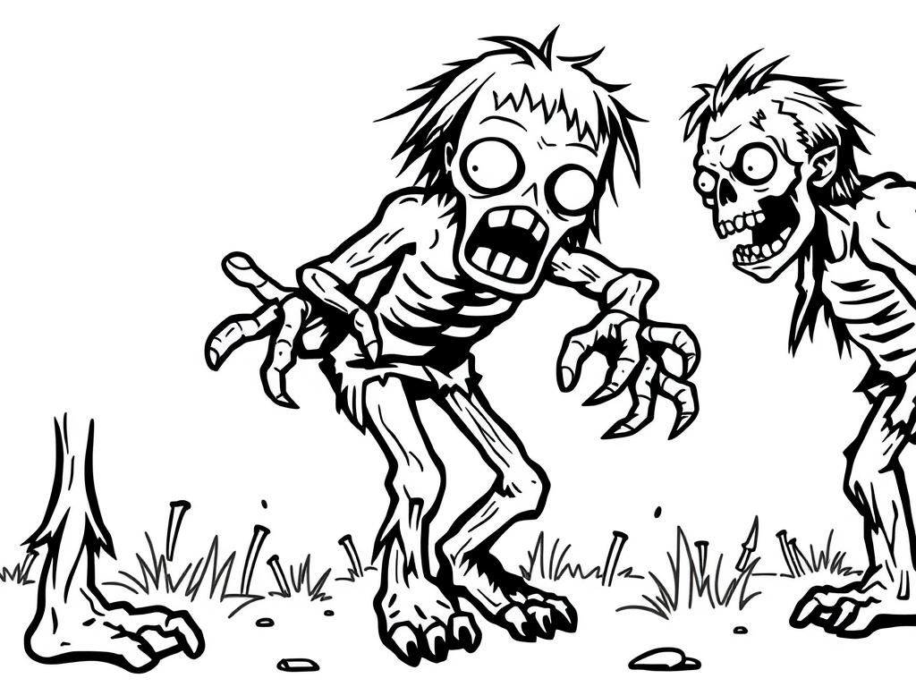 Creepy Zombies Coloring Page
