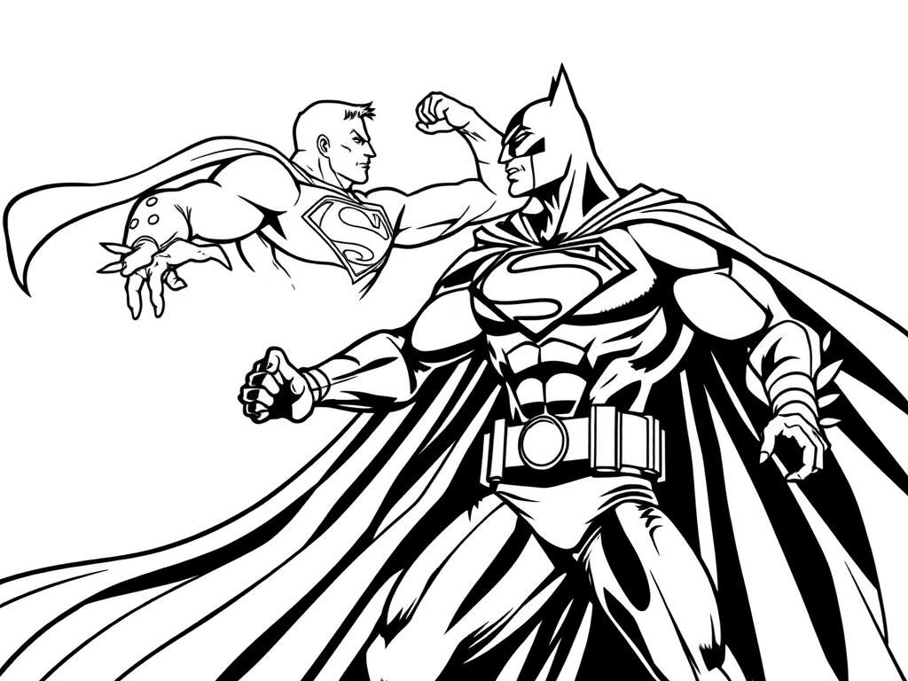 Superman and Batman Coloring Page