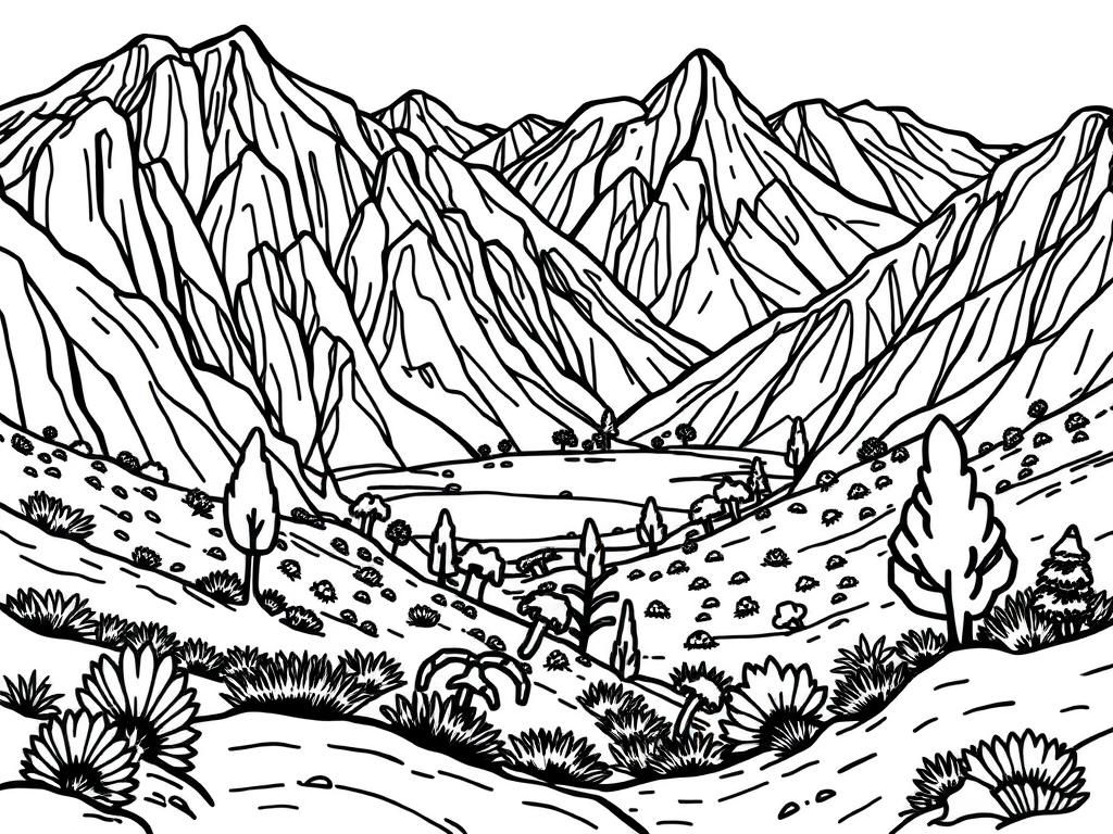 Mountain Landscape Coloring Page