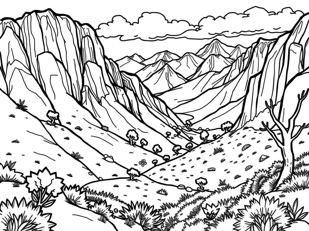 Mountain Valley Coloring Page