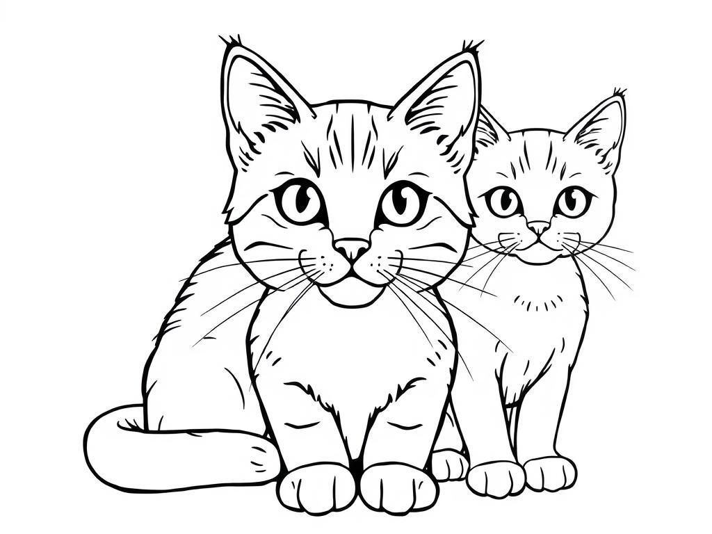 Kleurplaat van twee speelse kittens