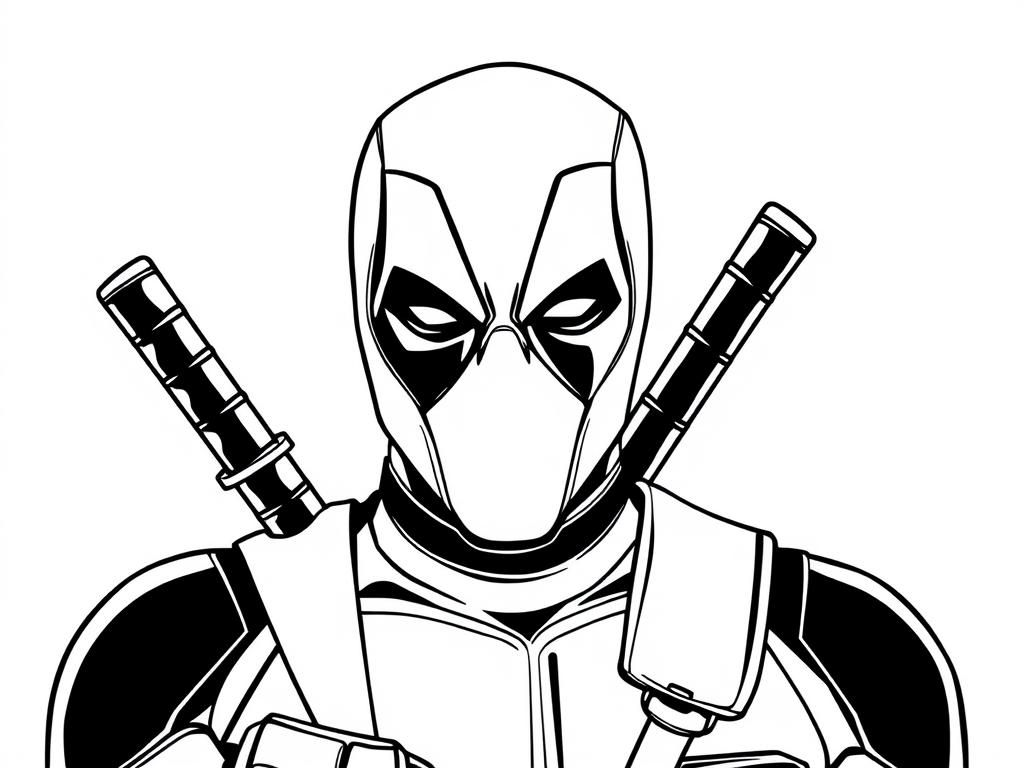 realistic deadpool cool - Free Printable Coloring Page