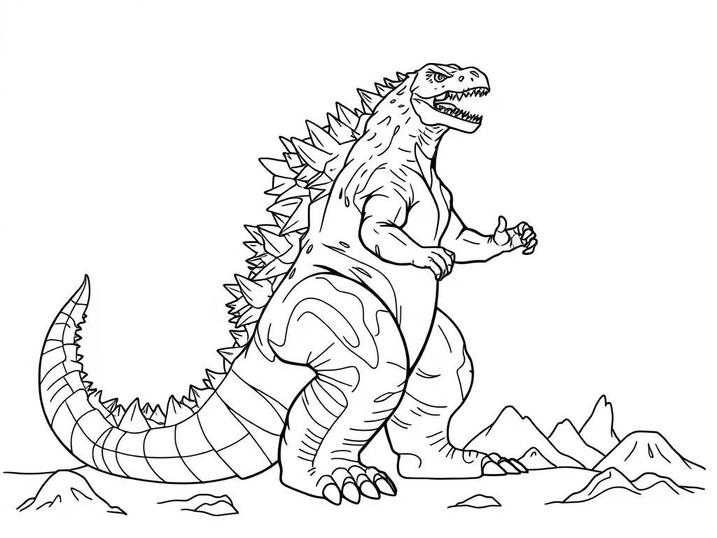 realistic godzilla the new empire - Free Printable Coloring Page
