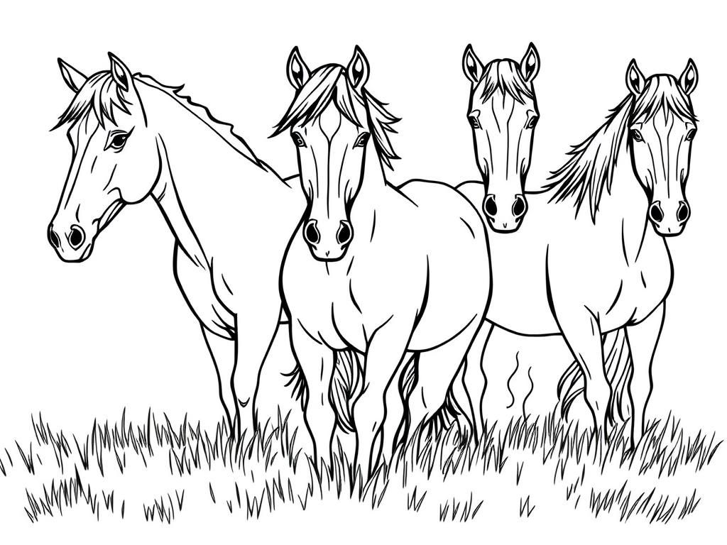 Horses Coloring Page
