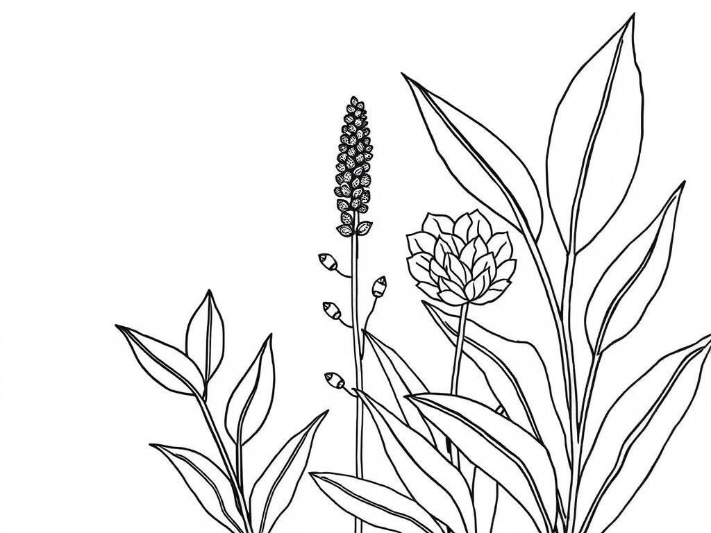 realistic plants - Free Printable Coloring Page