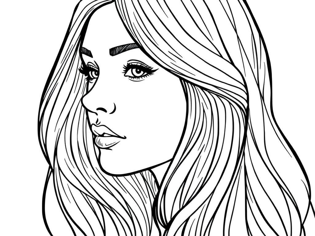 Coloring Page of a Beautiful Woman
