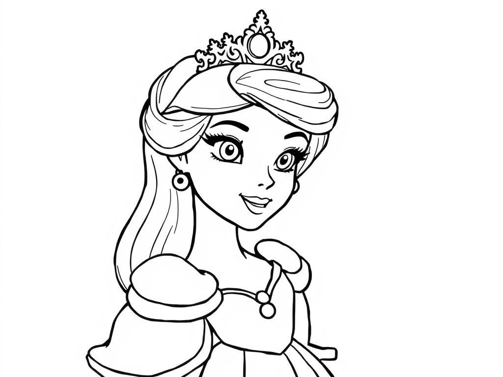 Princess Coloring Page with Tiara and Dress