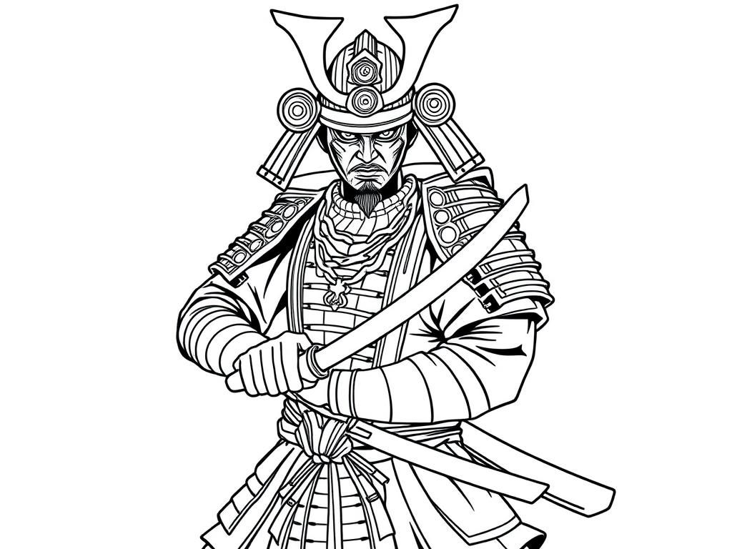 Realistic Proud samurai full body