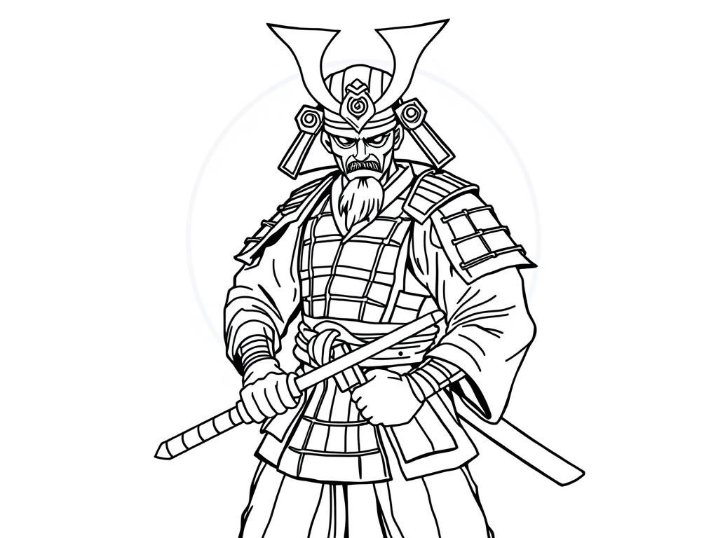 Realistic Proud samurai full body