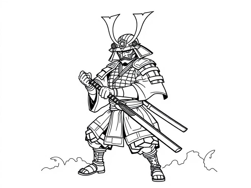 Realistic Proud samurai full body