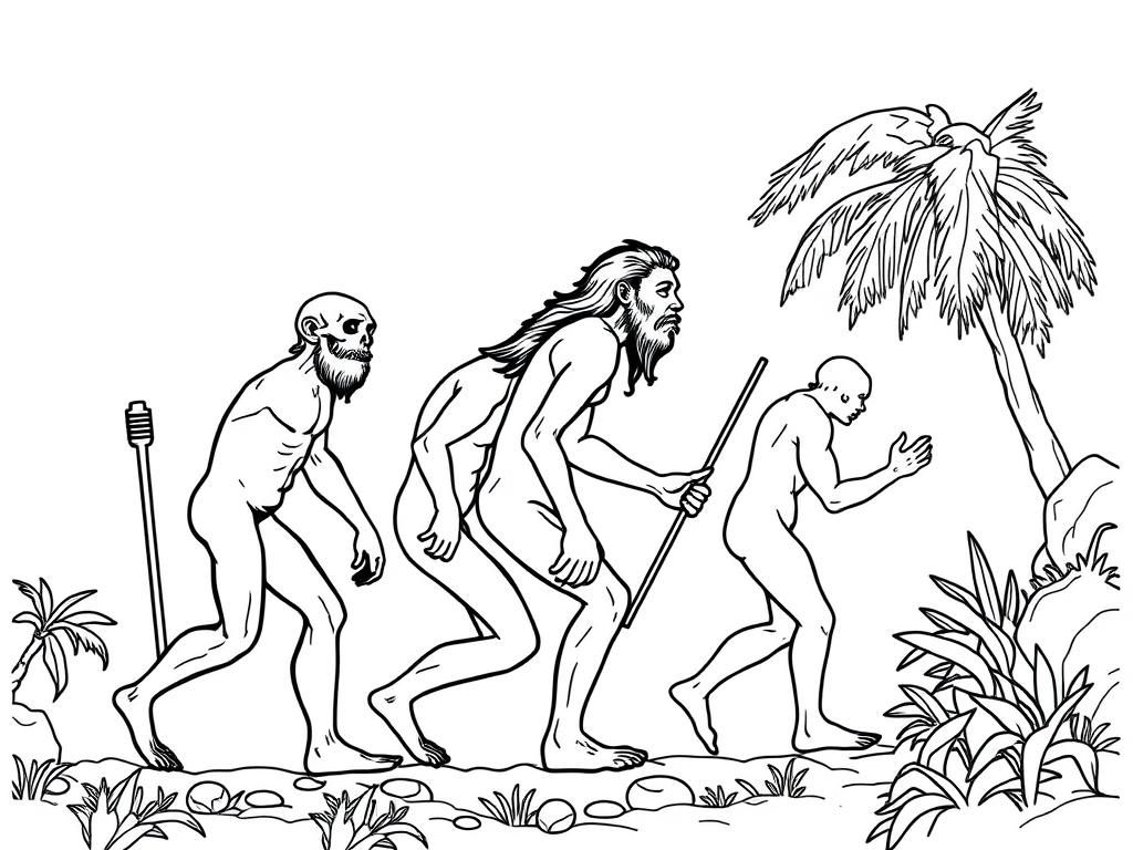 Realistic scen of human evolution