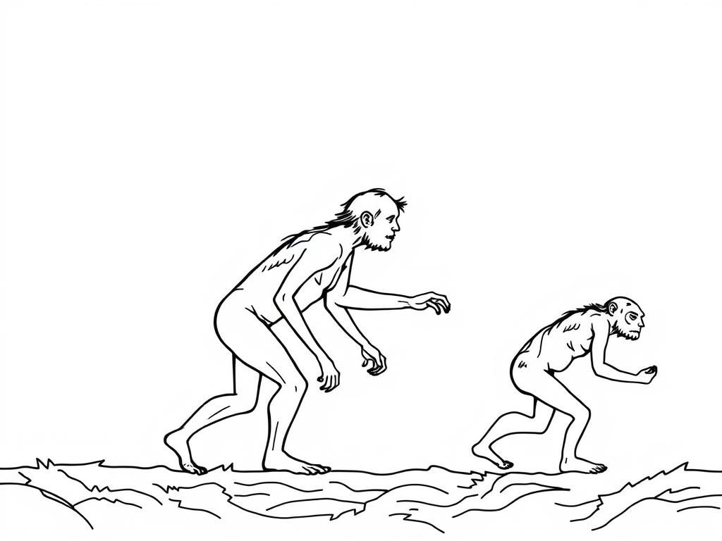 Realistic scen of human evolution