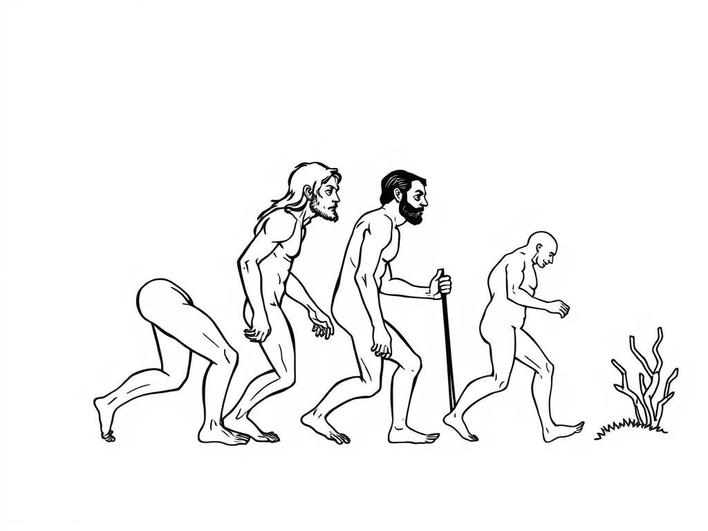 Realistic scen of human evolution