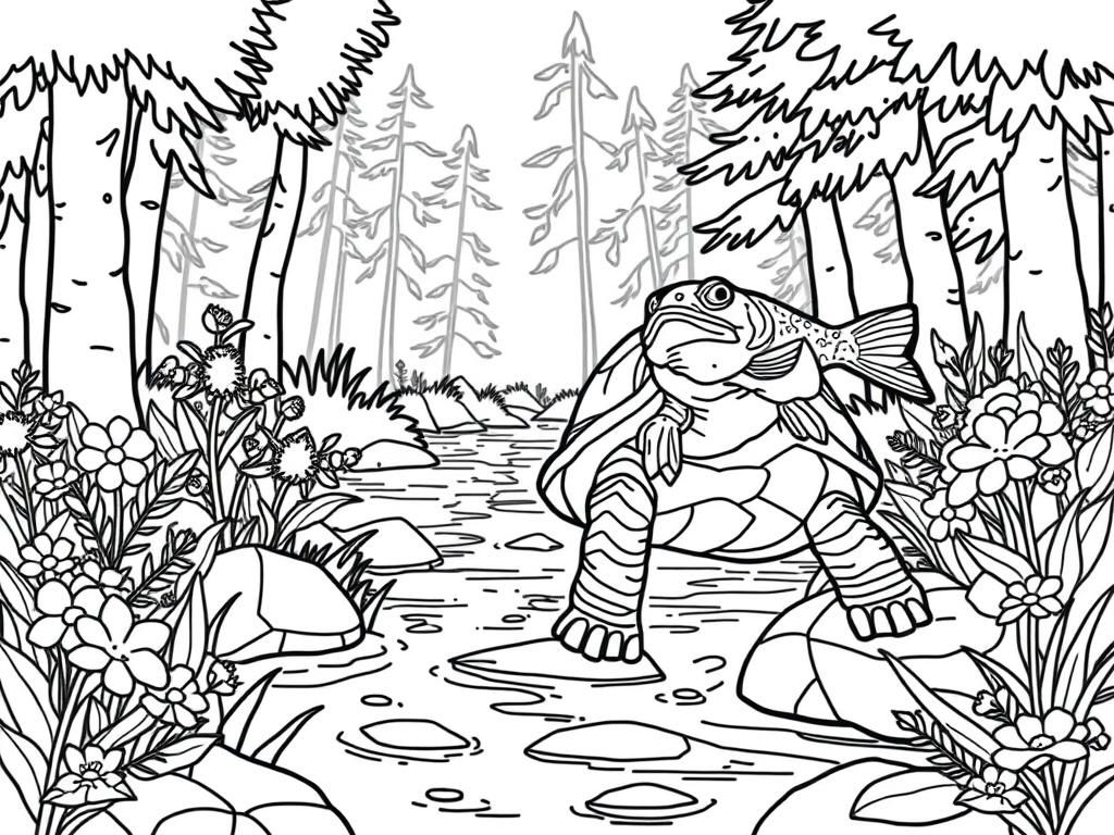 Mystical Amphibians Coloring Page