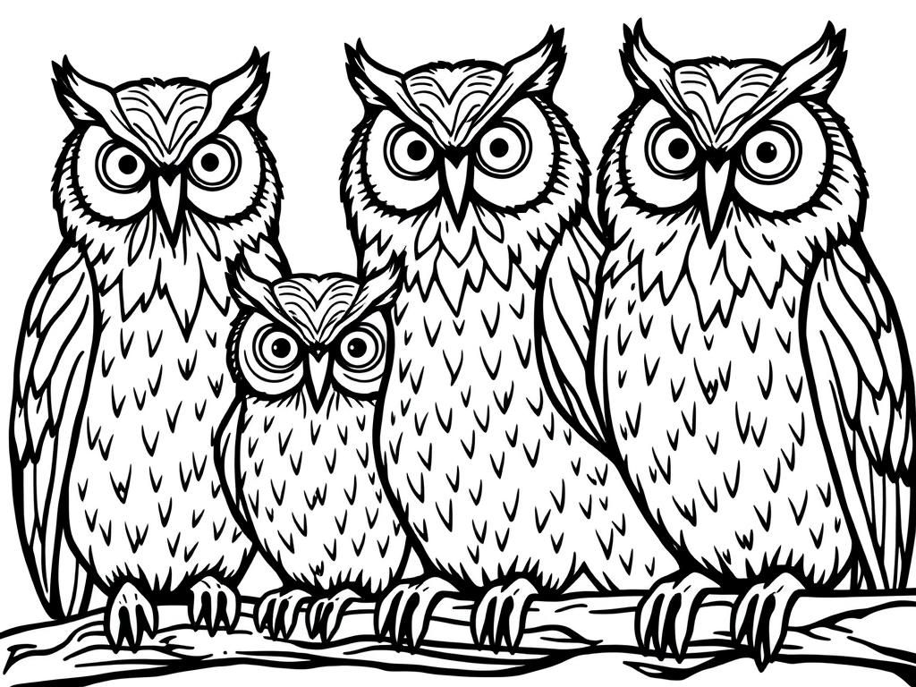 Owls Coloring Page