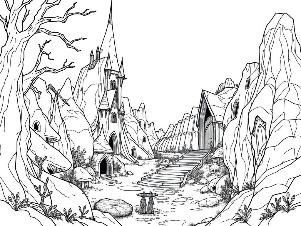 Enchanting Fantasy Castle Coloring Page