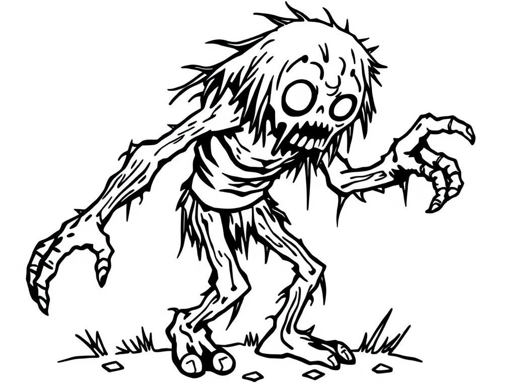 Spooky Zombie Coloring Page