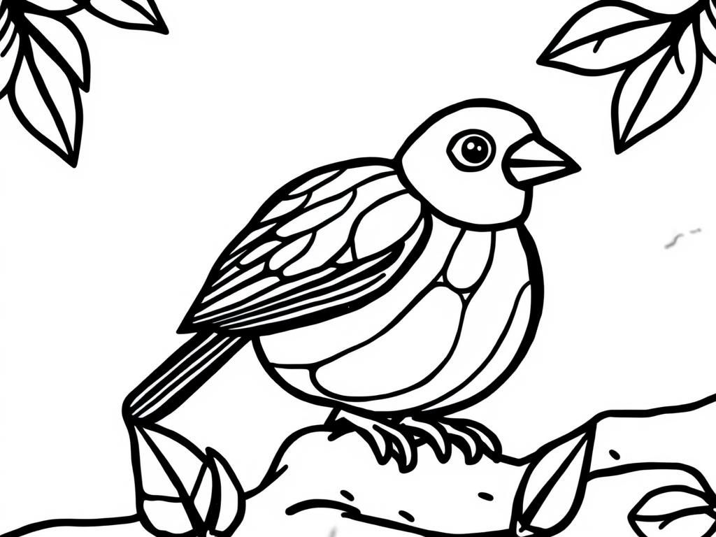 Coloring Page of a Cute Bird