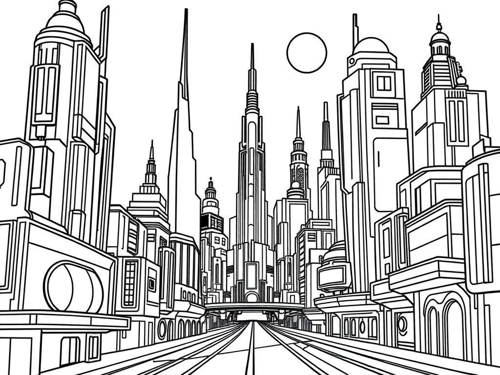 Futuristic City Coloring Page