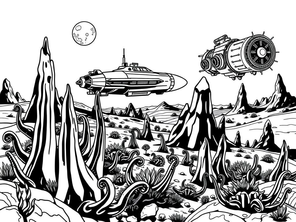 Space Exploration Coloring Page