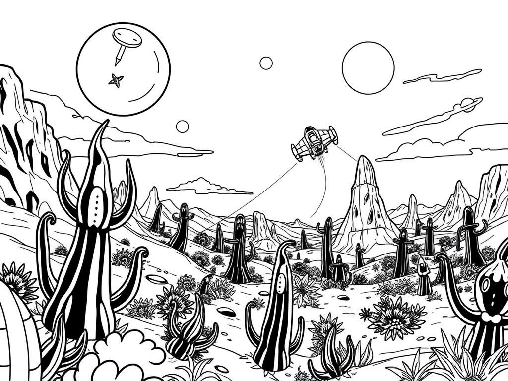 Desert Landscape Coloring Page