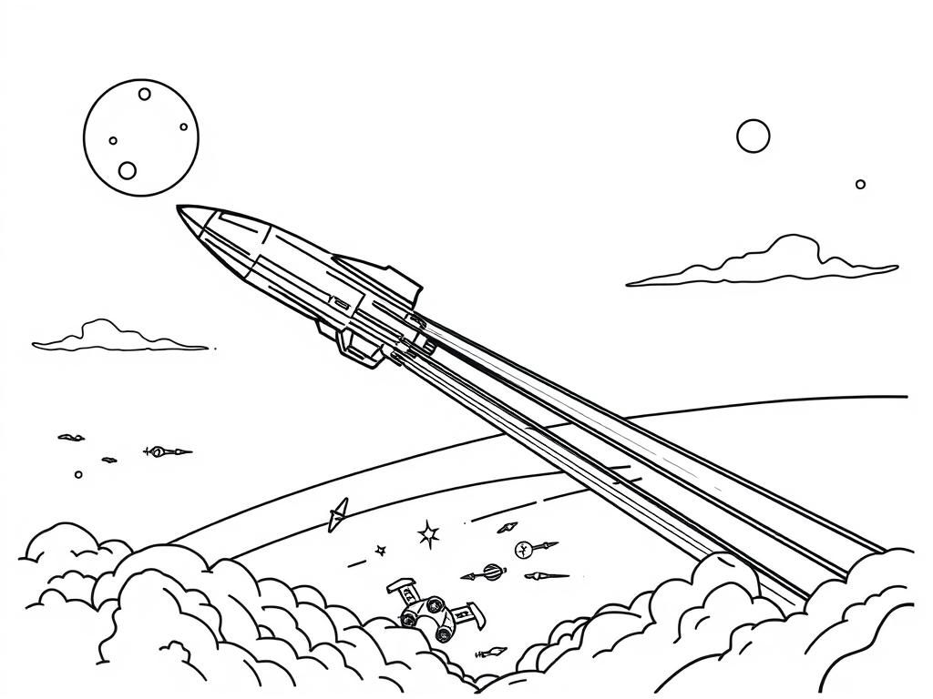 Rocket Ship Coloring Page