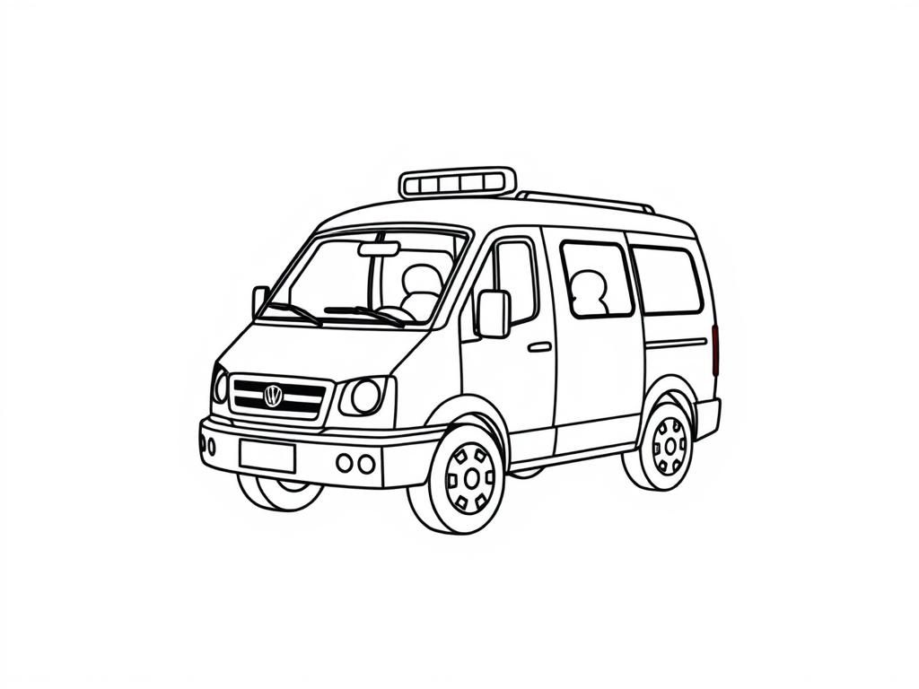 Van Coloring Page with Light Bar