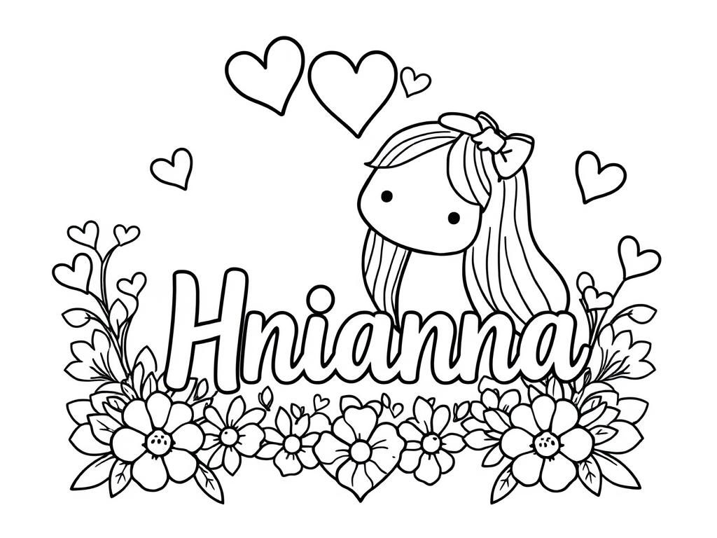 Preview of Rhianna + Skyla with hearts and flowers around names