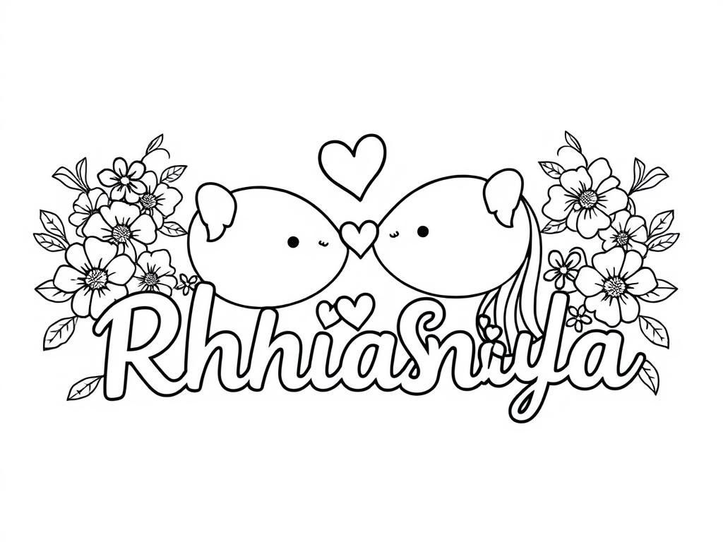 Preview of Rhianna + Skyla with hearts and flowers around names