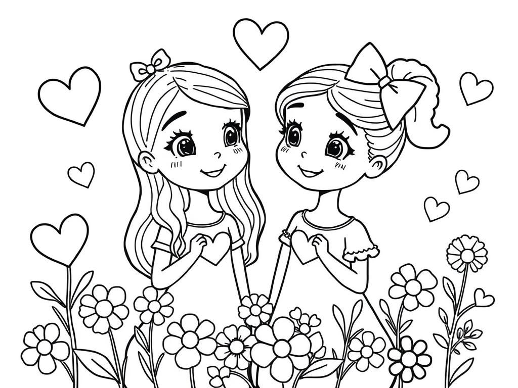 Preview of Rhianna + Skyla with hearts and flowers
