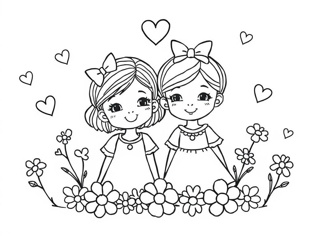 Preview of “ Rhianna & Skyla “with hearts and flowers