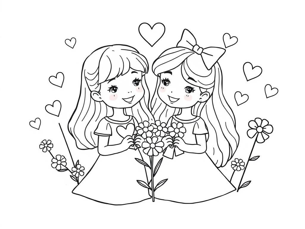 Preview of Rhianna & Skyla with hearts and flowers