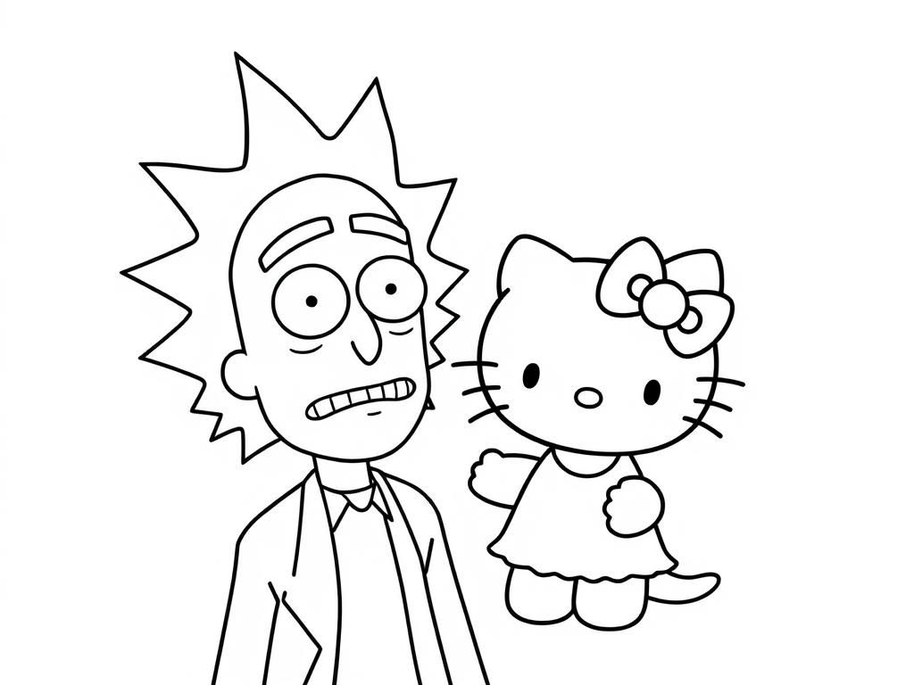 Preview of Rick and Morty with hello kitty