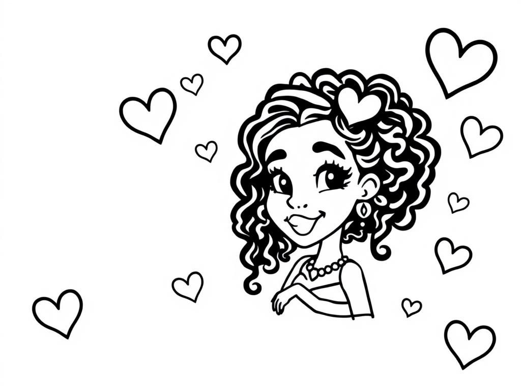 R’Iyanna with hearts around it - Free Printable Coloring Page