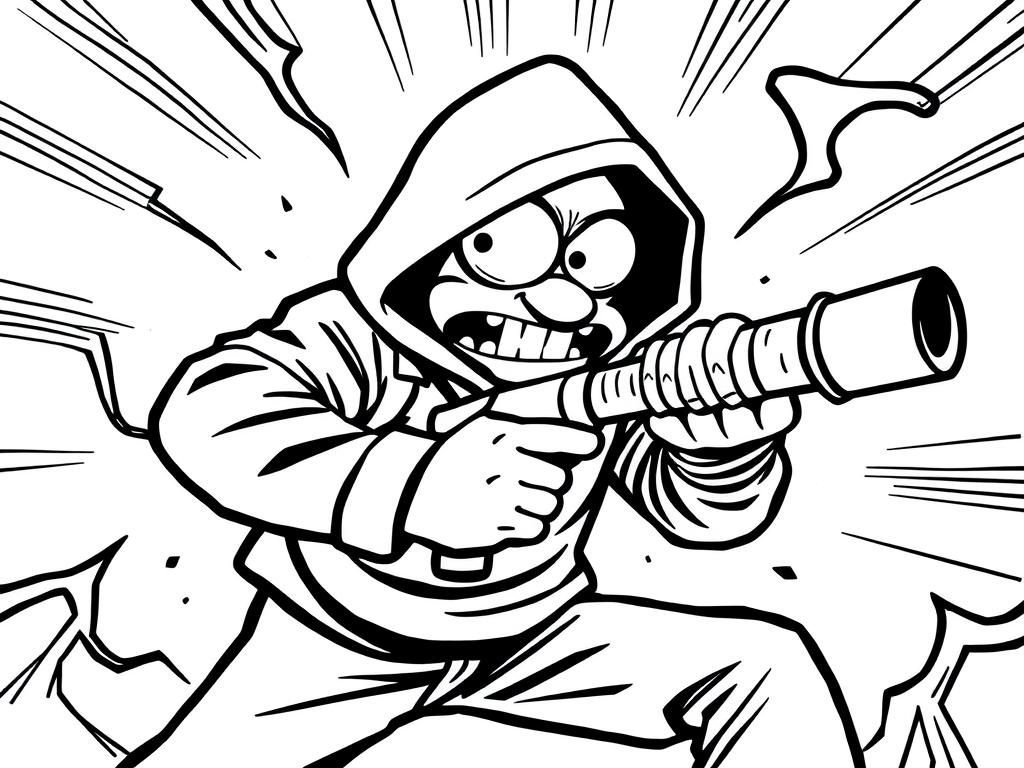 Action Cartoon Character Coloring Page